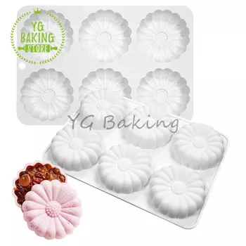 Dorica силиконовая форма для торта 6 полостей 3D ромашка
