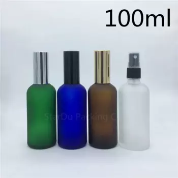 Дорожная бутылка 100 мл Янтарно-сине-зеленая прозрачная бутылка из матового стекла с распылителем, 100 куб.см флакон для духов распылители 10 шт.