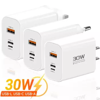 Дорожное зарядное устройство USB Type C, 30 Вт для IPhone, IPad, Samsung, Xiaomi, планшета, ноутбука, универсальные зарядные устройства с быстрой зарядкой USB-C, вилки стандарта ЕС/США/Великобритании