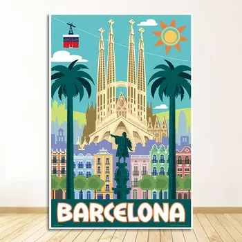 Дорожные картины на холсте DHRM, Испания, Барселона