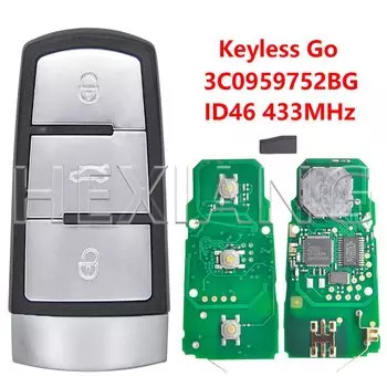 DR 3C 0959752 BA ID48/ID46 3C 0959752 BG 433 МГц Half Smart/Keyless Go автомобильный дистанционный ключ для VW Volkswagen Magotan Passat B6 CC 3C B7