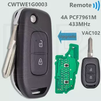 DR модифицированный 4A PCF7961M 433 МГц автомобильный дистанционный ключ CWTWE1G0003 для Renault Logan Dacia Duster Sandero Lodgy Dokker Symbole Trafic