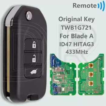 DR OEM TWB1G721 A AFM HLIK6-3T G ID47 Чип 433 МГц Автомобильный дистанционный ключ для Honda Accord Civic City CRV Vezel HR-V FRV Jazz XR-V