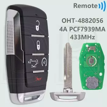DR OHT- 4882056 4A PCF7939MA Чип 433 МГц Бесключевой автомобильный дистанционный ключ Go 68291687 AD для Dodge RAM 1500 TRX Pickup 2019 2020 2021