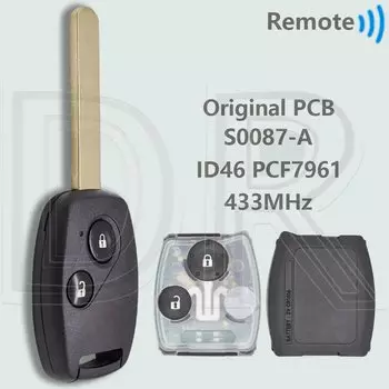DR оригинальная печатная плата/внутренний S0084-A/S0087-A 313,8/433 МГц ID46 PCF7961 автомобильный дистанционный ключ для Honda CIVIC EX SI CRV HRV Pilot 2008-2013