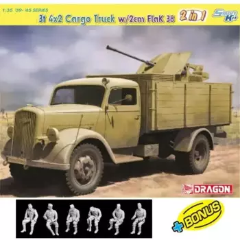 DRAGON 6828 Масштаб 1/35, немецкий грузовик 3t 4x2 с комплектом пластиковой модели FlaK 38/2 см