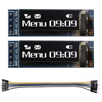 Драйвер для OLED-экрана I2C, 0,91 дюйма, SSD1306, DC 3,3-5 В, 2 шт.