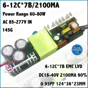 Драйвер для прожектора LVD TUV-EMC, 80 Вт, 85-277 в перем. Тока, DC18-40V мА, 2 шт.