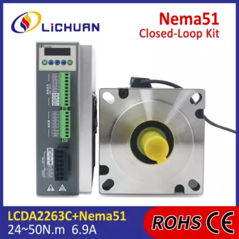Драйвер шагового двигателя Lichuan AC150V ~ 250V 6.9A 1000PPR, 24/28/35/50N.m, 3-фазный шаговый двигатель Nema51 с замкнутым циклом, аналогичный для ЧПУ
