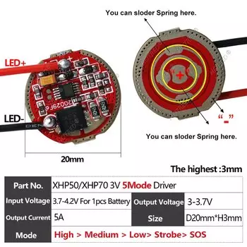 Драйвер светодиодного фонарика HotRed 3В 6В 12В