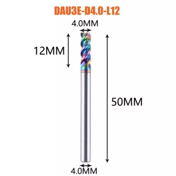 Dreanique 1 шт. 1-12 мм 3-зубая концевая фреза из твердосплавного сплава, DLC-покрытие, U-образная фреза для алюминия DAU3E