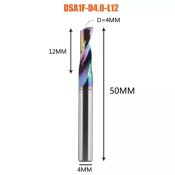 Dreanique 1 шт. 3,175 4 6 8 мм однозубая концевая фреза из твердосплавного сплава, фреза с покрытием DLC для алюминия