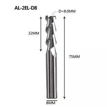 Z C C AL-2E AL-2EL 1-20 мм концевая фреза с хвостовиком, 6 мм, высокая эффективность обработки, твердосплавная алюминиевая фреза без покрытия