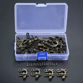 DRELD 48 шт. античный бронзовый/золотой замок в форме рога, декоративная защелка, крючок, подарок, деревянная шкатулка для ювелирных изделий, навесной замок 29*33 мм + винты + коробка для хранения