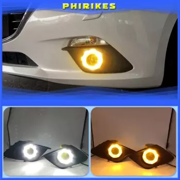 DRL для Mazda 3 Mazda3 Axela 2014 2015 2016 светодиодный ные дневные ходовые огни дневной свет противотуманная лампа с указателем поворота