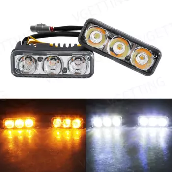 DRL светодиодные дневные ходовые огни универсальные 1 пара высокой мощности Водонепроницаемые 6000k белый сигнал поворота желтый с противотуманной фарой автомобильные аксессуары