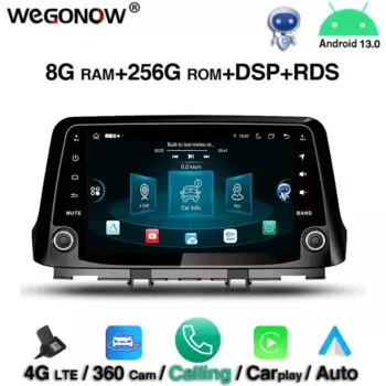 DSP 8-ядерный IPS 8 ГБ ОЗУ 256 ГБ ПЗУ Android 13.0 Автомобильный DVD GPS Автомобильное Стерео Радио navi Bluetooth 5.0 WIFI для Hyundai KONA 2017 2018