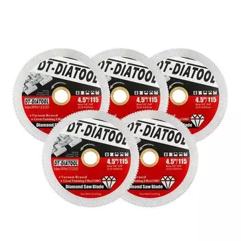 DT-Diatool, 1 шт., диаметр 4,5 дюйма, отрезные диски для мрамора для резки мраморной плитки, гранита, искусственного камня, 115 мм, алмазные пилы