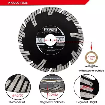 DT-DIATOOL Алмазный отрезной диск Пильное полотно 115-230 мм для гранита, мрамора, фарфора, керамической плитки, циркулярной пилы, режущий диск