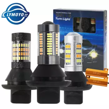 Двухцветные светодиодные лампы 1156 BA15S/BAU15S T20 7440, противотуманные фары, поворотные фары DRL 3014, белый янтарь/лед, без ошибок, Canbus