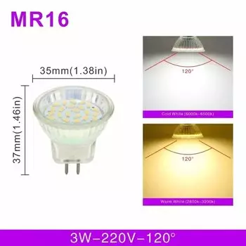 Duncelri стеклянная светодиодная лампа MR16 GU10 GU5.3 3Вт/5Вт 12В/220В