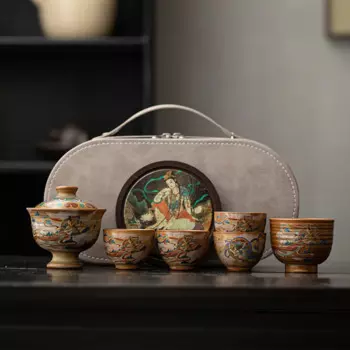 Dunhuang Feitian pure ручной набор для чая teacup cover миска чайник set чайный набор кунг-фу Подарочный китайский стиль