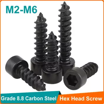 DUOJI черные винты с шестигранной головкой из углеродистой стали M2-M6