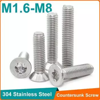 DUOJI шестилопастные винты Torx с плоской потайной головкой из нержавеющей стали 304 M1.6-M8