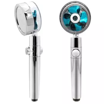 Душевая Насадка Высокого Давления С Поворотом На 360 Градусов ° Вращающийся Двойной Турбо-пропеллер, Экономия Воды