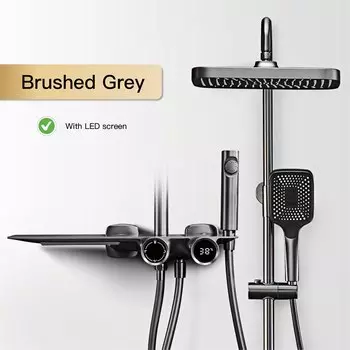 Душевая система Aitana серого цвета с цифровым дисплеем