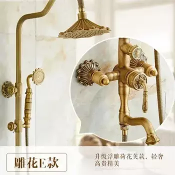 Душевой набор для ванны, античная латунь, душевая система, набор смесителей для ванной комнаты, дождевой насадкой с распылителем, европейский бронзовый смеситель для душа