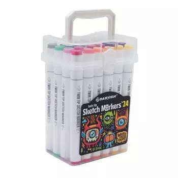 DV-12869-24 Набор маркеров для скетчинга двусторонние, 24 цвета, Darvish