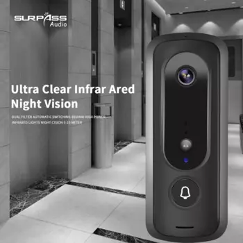 Дверной звонок Smart Tuya с Wi-Fi и функцией ночного видения, 1080P