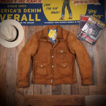 Двойная американская ретро-старая куртка с тремя карманами, фермерская замша из воловьей кожи 506, кожаная замшевая мужская куртка