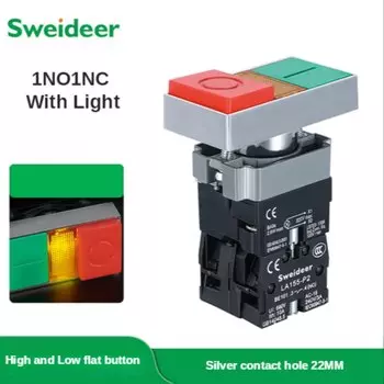Двойная кнопка 24 В 220 в 12 В источник питания старт открытие 22 мм красно-зеленые двойные Переключатели переключения переменного тока вкл/выкл старт стоп