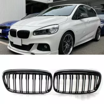 Двойная решетка радиатора, передний бампер для BMW F45 F46 Tourer Pre-facelift 2014-2017, глянцевые черные автомобильные аксессуары, пара