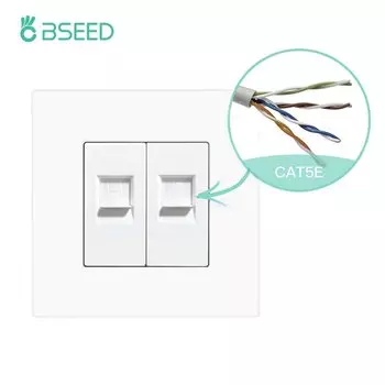 Двойная сетевая розетка BSEED RJ45 CAT6 белая черная
