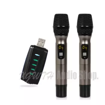 Двойная UHF Беспроводная микрофонная система 2 ручной микрофон UHF динамик с портативным USB-приемником для KTV DJ речевой усилитель запись