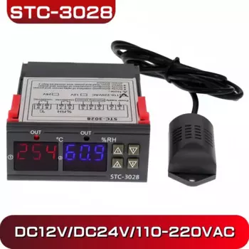 Двойной цифровой термостат, контроль температуры и влажности STC-3028, термометр, гигрометр, контроллер инкубатора, AC 220 В постоянного тока, 12 В, 24 В