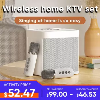 Двойной микрофон, караоке-машина для взрослых и детей, портативная Bluetooth-Колонка PA с 2 беспроводными микрофонами для дома