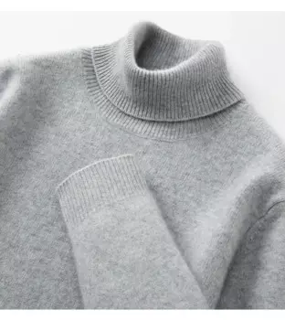 Двойной толстый 100% кашемировый свитер, мужской свитер с высоким воротом, деловой пуловер для отдыха с длинным рукавом, свитер на осень и зиму.