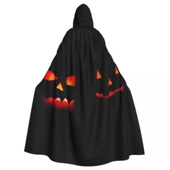 Двойной тыквенный фонарь, плащ на Хэллоуин для вечеринки и косплея, плащ унисекс для взрослых с капюшоном, длинный костюм ведьмы, косплей