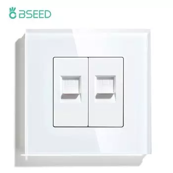BSEED Двойные интернет-розетки CAT6 стеклянная панель
