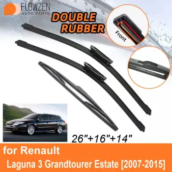 Двойные резиновые автомобильные дворники для Renault Laguna 3 Grandtourer Estate 2007-2015, задние щетки, аксессуары 2012, 2013, 2014, 2015