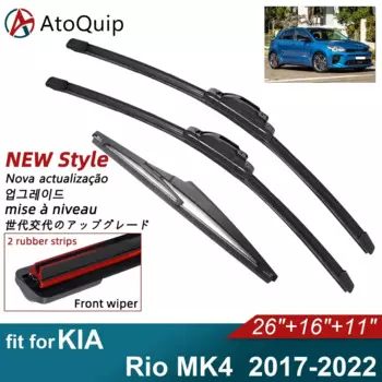 Двойные резиновые автомобильные щетки стеклоочистителя для 2017-2022 KIA Rio MK4, аксессуары для передней части 2017, 2018, 2019, 2020, 2021, 2022