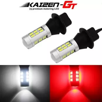 Двухцветные белые и красные автомобильные светодиодные лампы 7440 W21W T20 T25 3156 1156 P21W 7506 для резервного фонаря заднего хода и заднего противотуманного/4-го стоп-сигнала