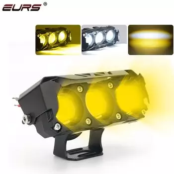 Двухцветный супер яркий 60 Вт автомобильный мотоциклетный прожектор налобный фонарь светодиодный встроенный универсальный светильник «рыбий глаз» белый желтый