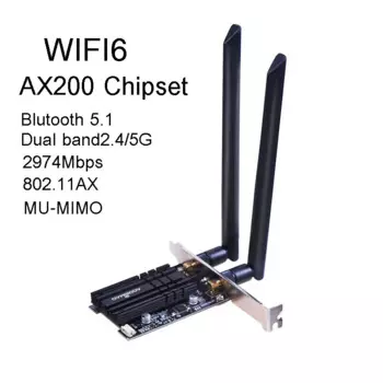 Двухдиапазонный Wifi6 Intel AX200 PCI-e слот Беспроводной Wi-Fi адаптер 2,4G/5 ГГц 802.11ac/ax Bluetooth 5,1 AX200NGW Wi-Fi карта для ПК