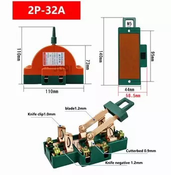 Двухфазный выключатель ножа медный 2P 32А 63А 220В