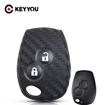 Двухкнопочный карбоновый чехол KEYYOU для автомобильного ключа, подходит для Renault Duster, Clio, DACIA, 3, плоскость, Logan, Sandero, Modus, для Nissan